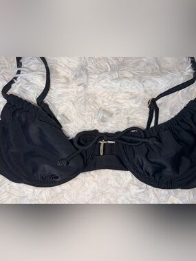 Black Ruched Bikini Top